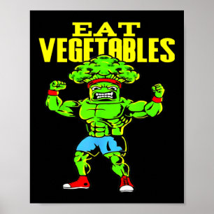 Póster Come Verduras Divertido Brócoli Fitness FuerzaDepo