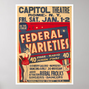 Póster Comedia a montones Roma NY WPA 1937