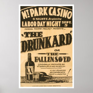 Póster Comedia Barnum del borrachín WPA 1938