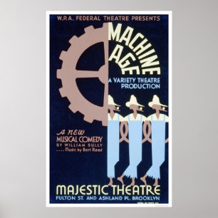Póster Comedia de la edad de máquina WPA 1937