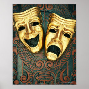 Póster Comedia de oro y tragedia enmascara con motivos