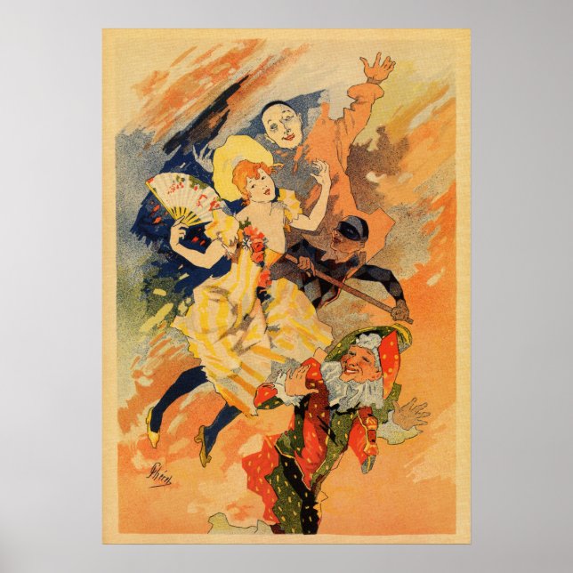 Póster Comedia Pantomime 1891 de Jules Chéret (Frente)