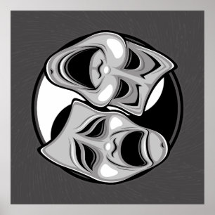 Póster Comedia y teatro de tragedia enmascara el diseño d