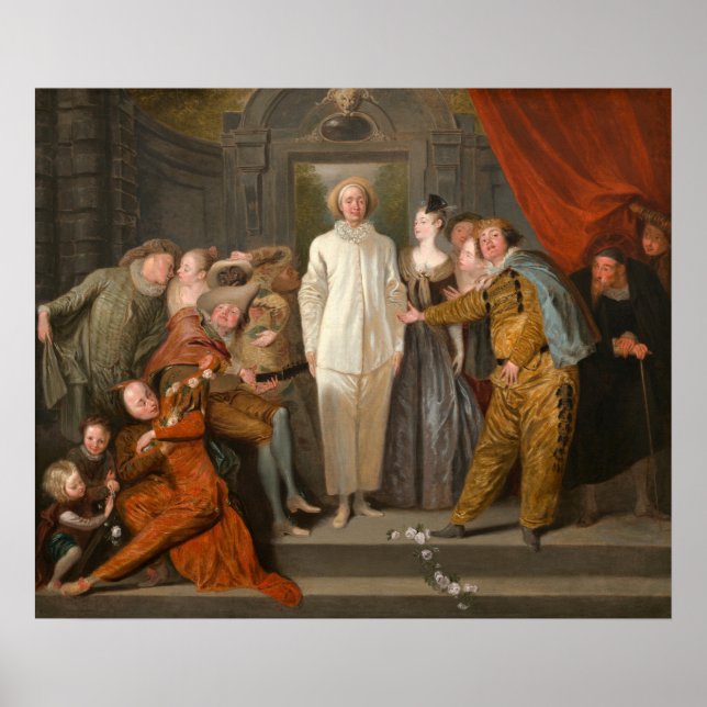 Póster Comediantes italianos - Bella Artes de Antoine Wat (Frente)