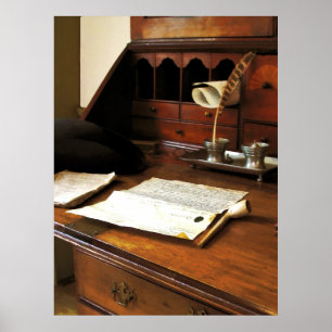 Póster COMENZANDO DEBAJO de $20 - canilla, papeles y tubo