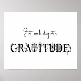 Póster Comenzar cada día con gratitud espiritual de la lu