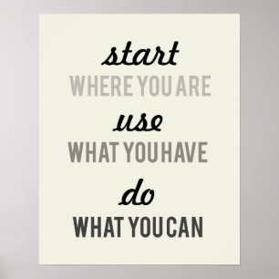 Póster Comenzar donde está Usar lo que tiene motivación