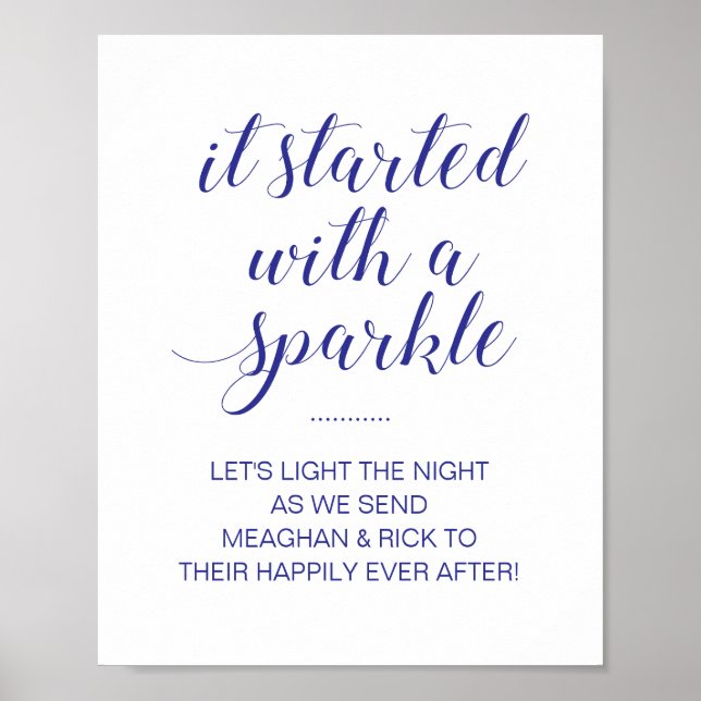 Póster Comenzó con un Sparkle Blue Wedding Sparkler (Frente)