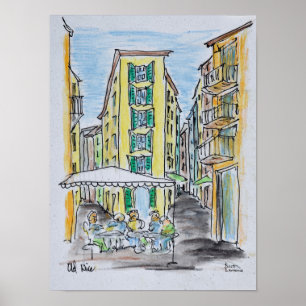 Póster Comer al aire libre en el casco antiguo de Niza   