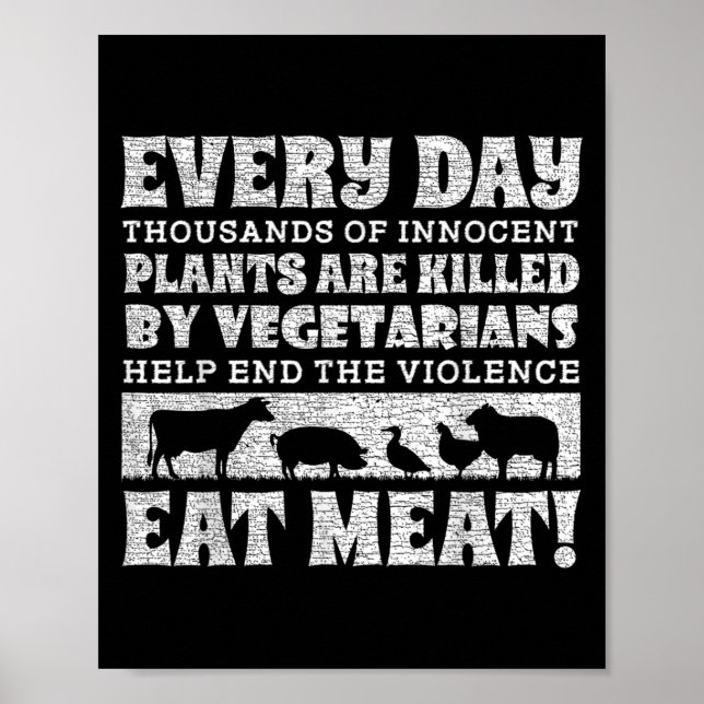 Póster Comer animales es un plan raro para el Día Mundial (Frente)