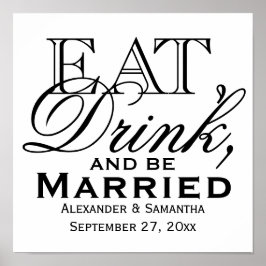 Póster Comer, beber y casarse con una boda personalizada