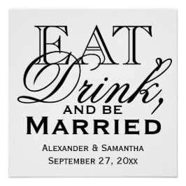 Póster Comer, beber y casarse con una boda personalizada