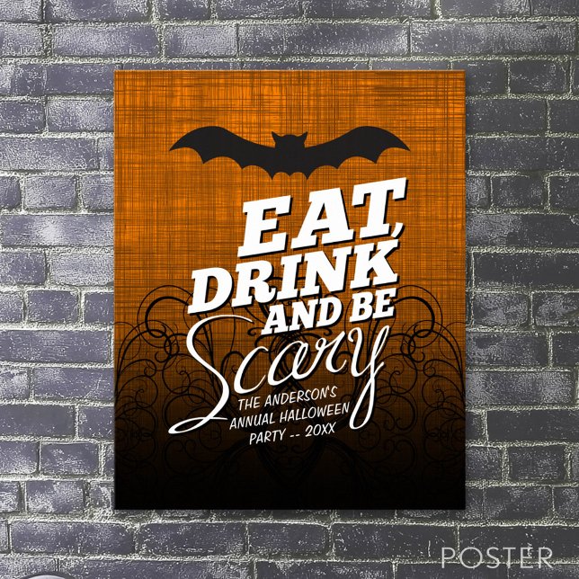 Póster Comer, beber y tener miedo - Fiesta de Halloween (Halloween Poster)