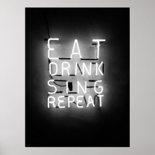 Póster Comer Bebida Canción Repetir el Poster de Rótulo N