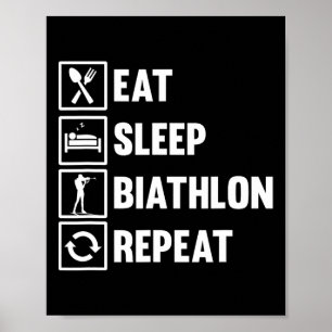 Póster Comer Biatlón De Sueño Con Motif De Repetición Par
