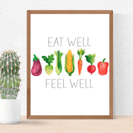 Póster Comer Bien Sentir Bien Vegetales Orgánicos De Colo