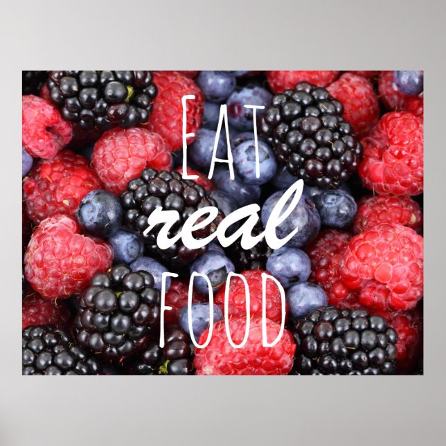 Póster Comer comida real / foto de Berries (Frente)