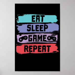 Póster Comer controlador de repetición de juego de suspen