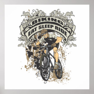 Póster Comer, dormir, andar en bicicleta