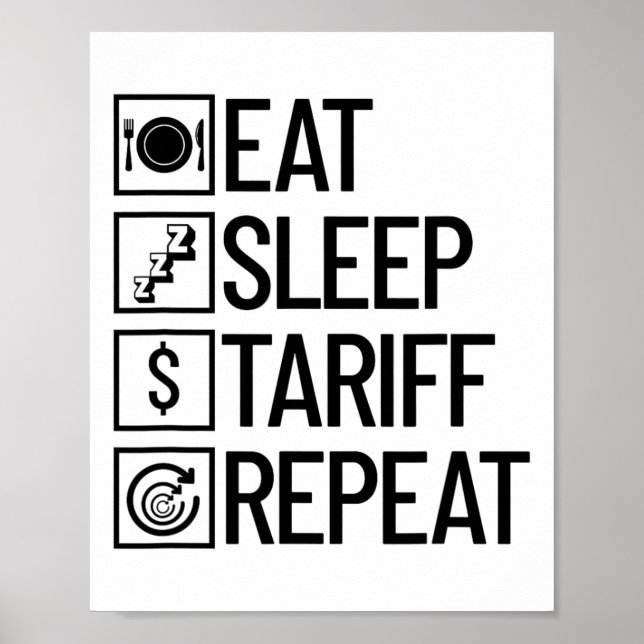 Póster Comer Dormir Arancel Repetir Divertido Trump Aranc (Frente)