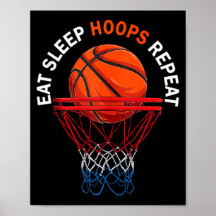 Póster Comer dormir aros repetir fanático de baloncesto b