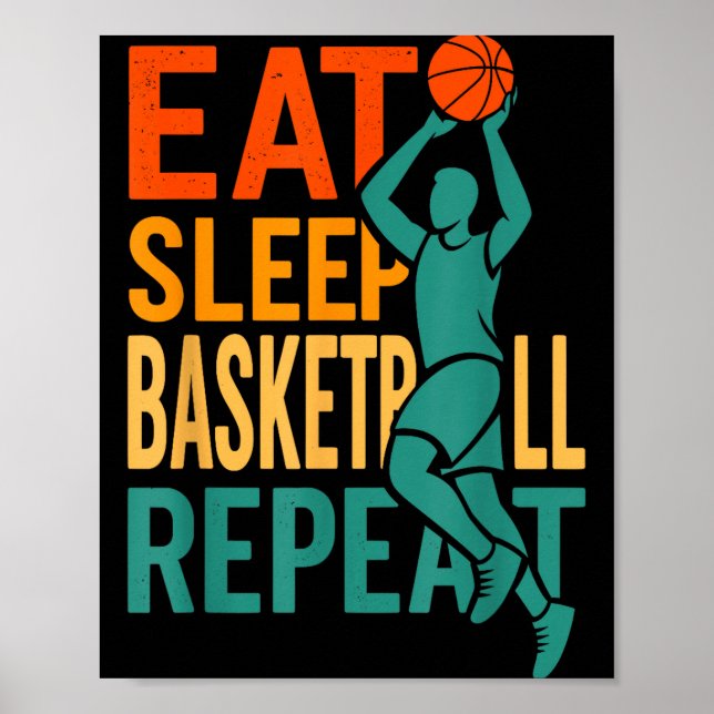 Póster Comer dormir baloncesto repetir  (Frente)