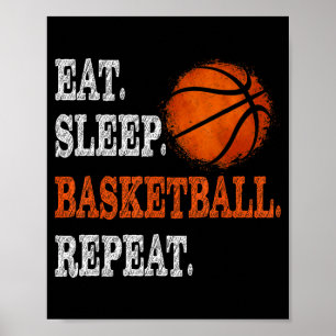 Póster Comer dormir baloncesto repetir chico juventud niñ