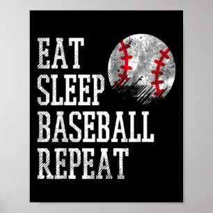 Póster Comer Dormir Béisbol Repetir Entrenador Equipo Jug