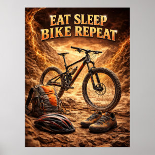 Póster Comer Dormir Bicicleta Llama