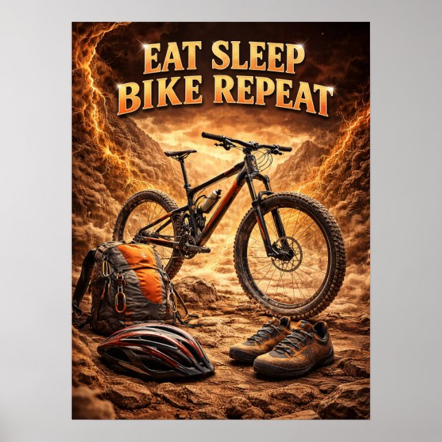 Póster Comer Dormir Bicicleta Llama (Frente)