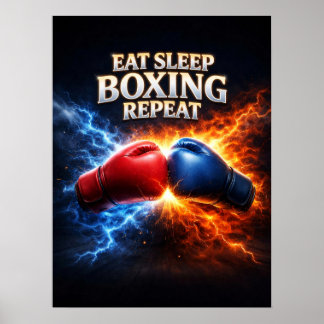 Póster Comer Dormir Boxeo Llama