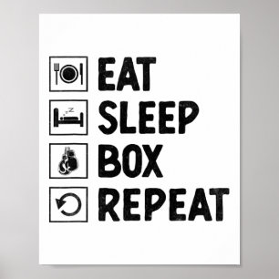 Póster Comer Dormir Caja Repetir Boxeador Deportes Fuerza