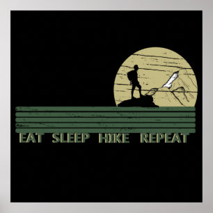 Póster comer dormir caminar repetir caminata salvaje