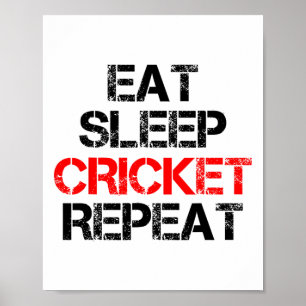 Póster Comer Dormir Críquet Repetir Equipo Liga Amateur P