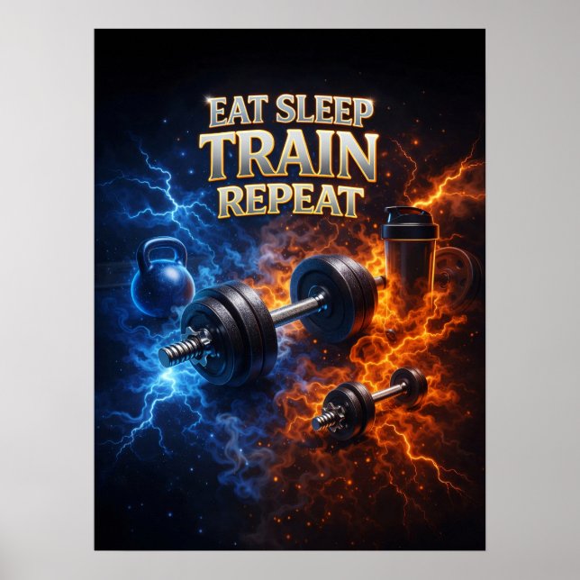 Póster Comer Dormir Entrenar Llama (Frente)