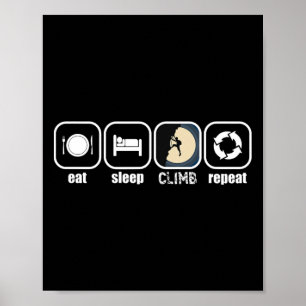 Póster Comer, Dormir, Escalar, Repetir - Divertido Escala