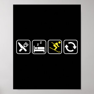 Póster Comer Dormir Esquiar Repetir _ Amantes del esquí _