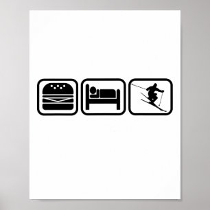 Póster Comer, Dormir, Esquiar Y Repetir Me Encanta Esquia