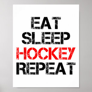 Póster Comer Dormir Hockey Repetir Campo de Hielo Patinaj
