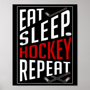 Póster Comer Dormir Hockey Repetir Campo Jugadores de Hoc