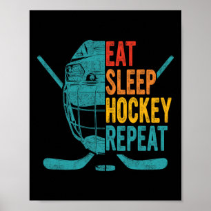 Póster Comer Dormir Hockey Repetir Hockey Diversión Hocke