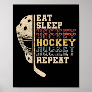 Póster Comer Dormir Hockey Repetir Hombres Chicos Niño Di