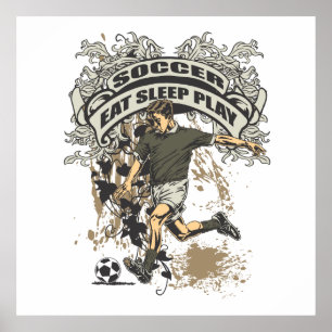 Póster Comer, dormir, jugar al fútbol