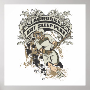 Póster Comer, Dormir, Jugar Lacrosse