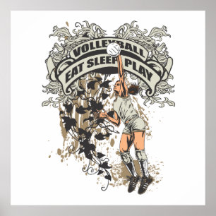 Póster Comer, dormir, jugar voleibol