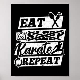 Póster Comer Dormir Karate Repetir - Karate Artes Marcial