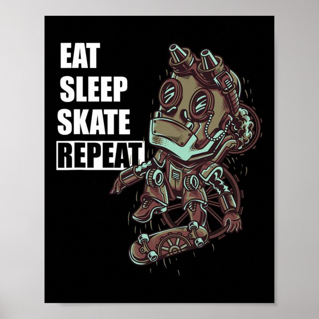 Póster Comer Dormir Patinar Patineta Para Chicos  (Frente)