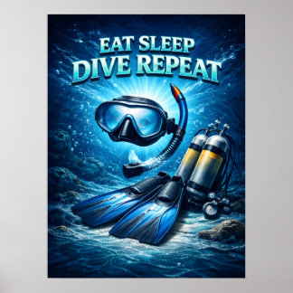 Póster Comer Dormir Sumergirse Llama