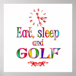 Póster Comer, dormir y golf