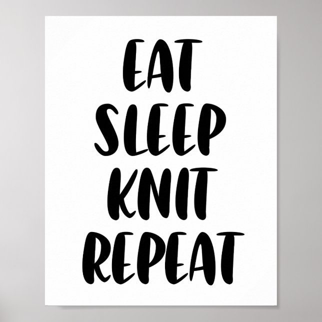 Póster Comer el poster de repetición del sueño del Knit (Frente)
